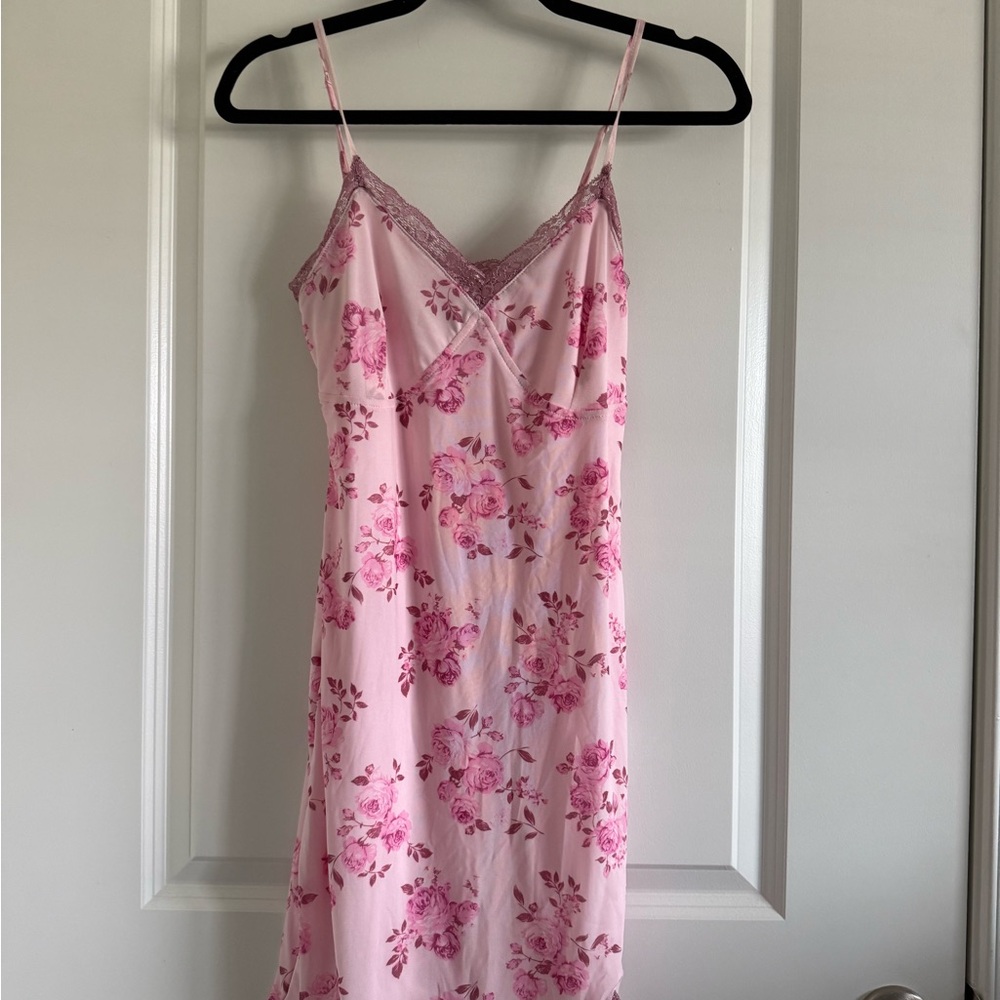 wild fable Pink Floral Lace-Trim Slip Chemise